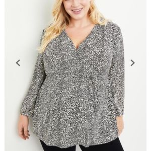 Motherhood Maternity Plus Size Faux Wrap Top